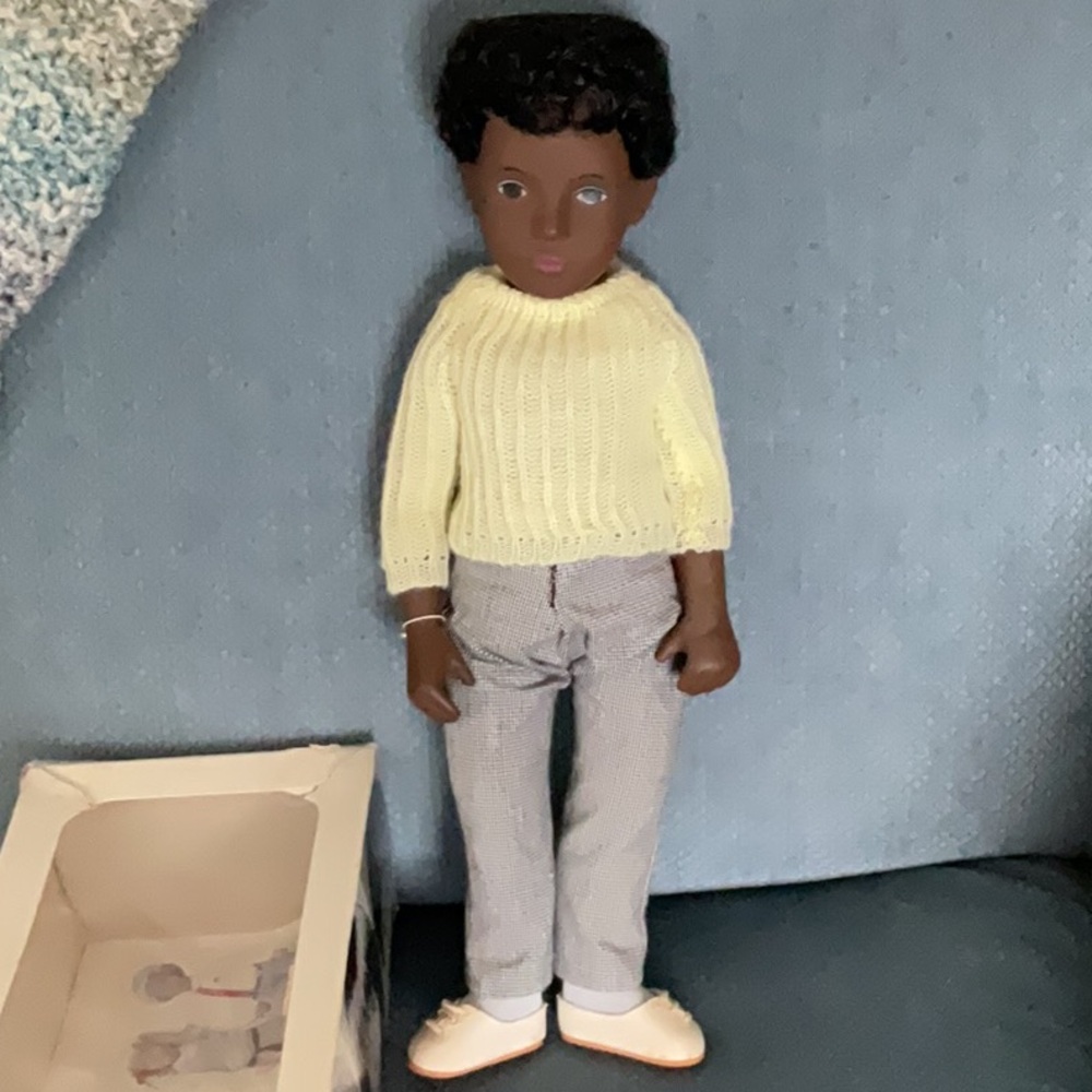 Sasha Doll with Yellow Sweater and Gray Pants.